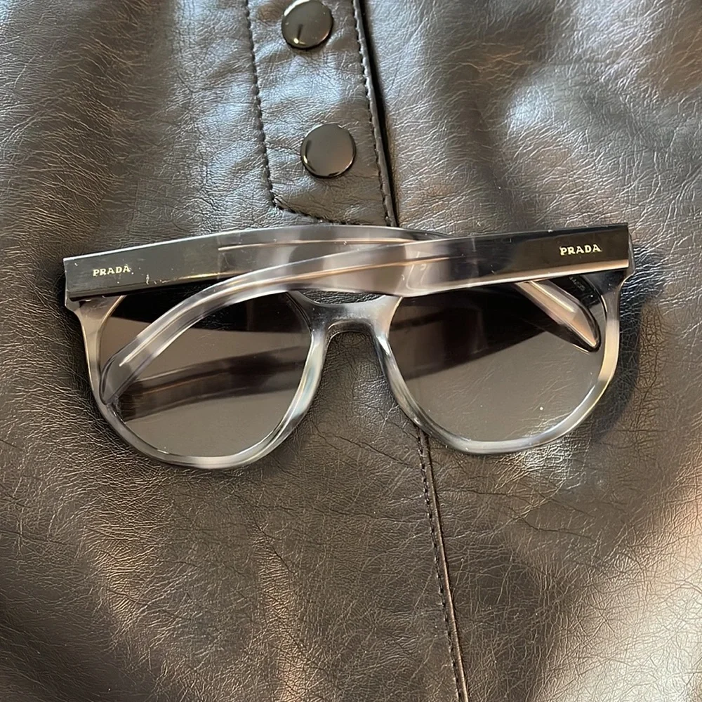 Prada Black Round Cat-Eye Sunglasses